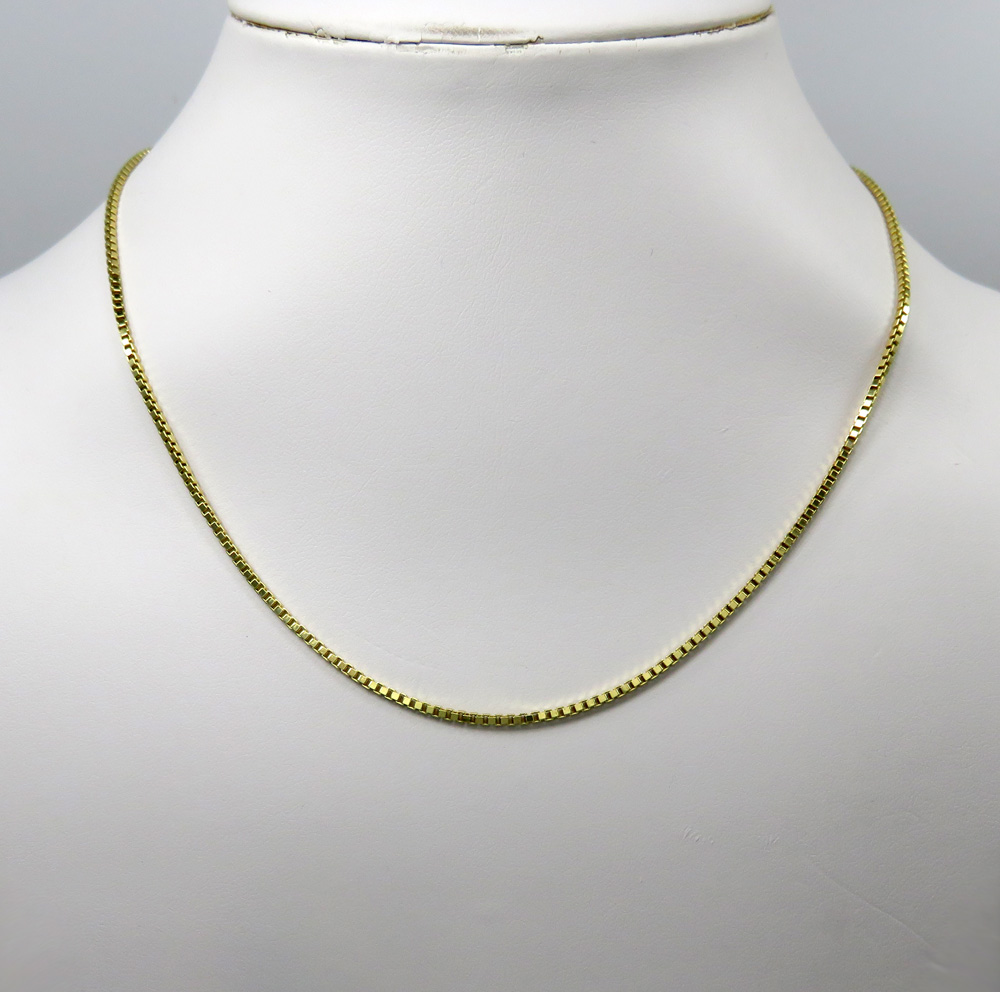10k yellow gold semi hollow box link chain 20-24 inches 1.80mm 