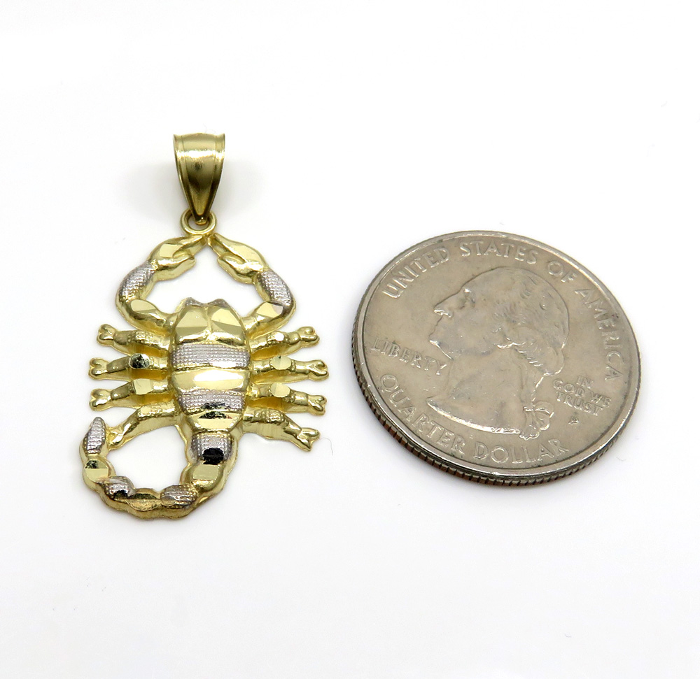 10k two tone yellow gold small scorpion pendant 
