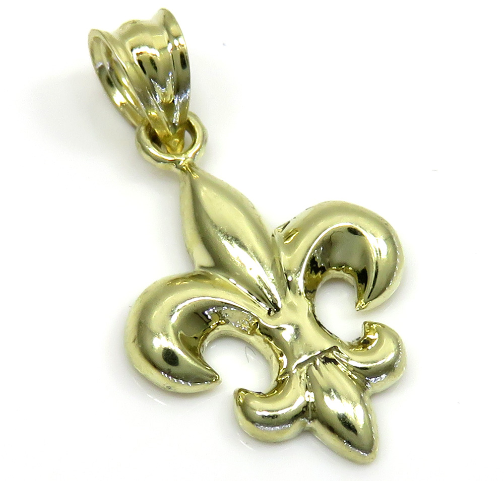 10k yellow gold mini fleur de lis symbol charm  - Image 2