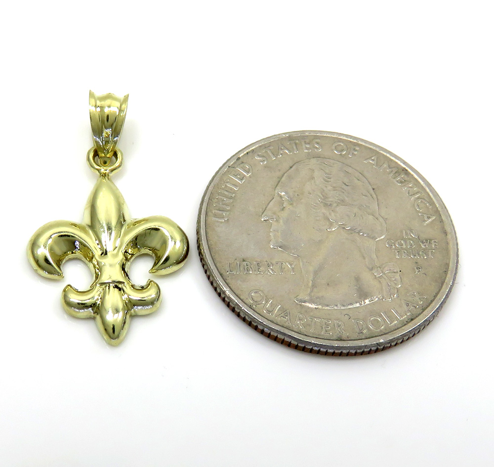 10k yellow gold mini fleur de lis symbol charm  - Image 3