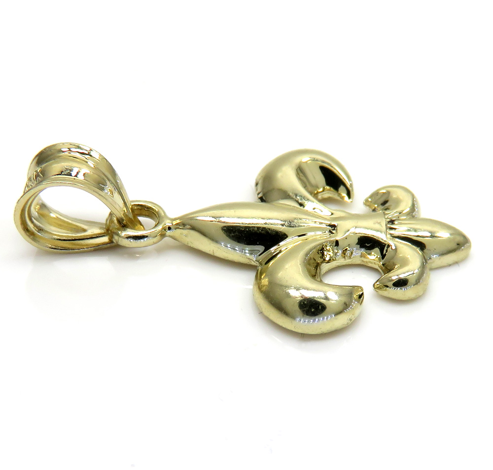 10k yellow gold mini fleur de lis symbol charm  - Image 4