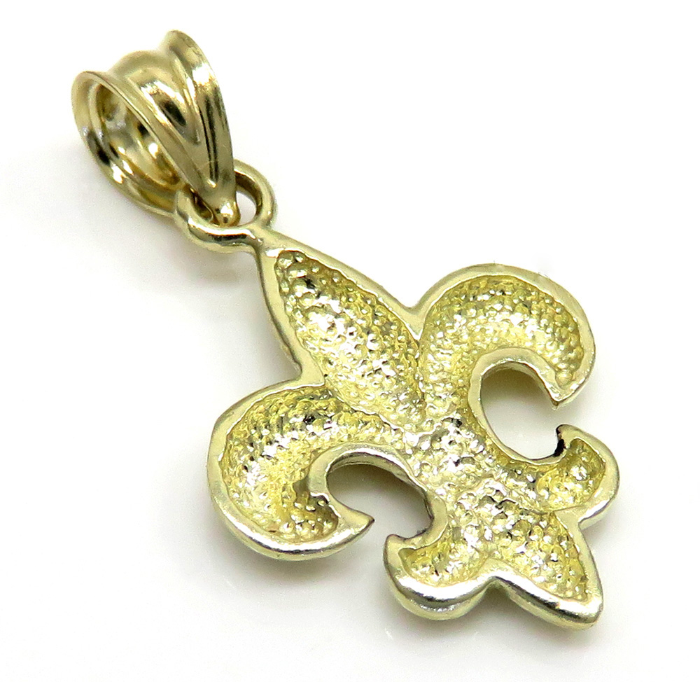 10k yellow gold mini fleur de lis symbol charm 
