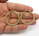 Ladies 10k yellow gold hollow large rope hoops 