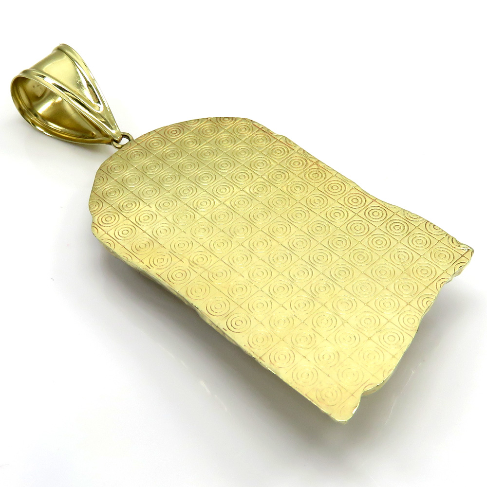 10k yellow gold two tone large jesus piece pendant 