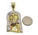 10k yellow gold two tone large jesus piece pendant 