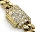 10k yellow gold diamond lock hollow puffed miami bracelet 8