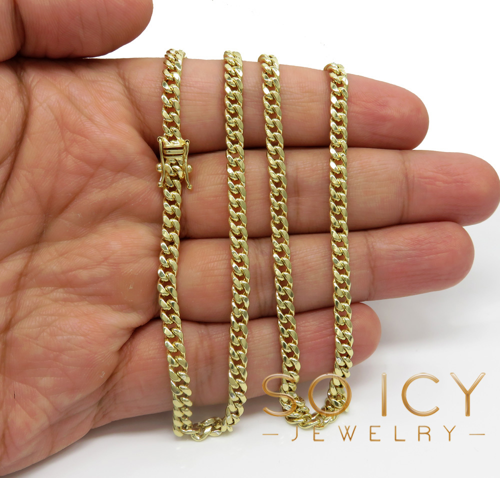 14k HOLLOW Real Yellow Gold Miami Cuban Link Chain Necklace 4.5