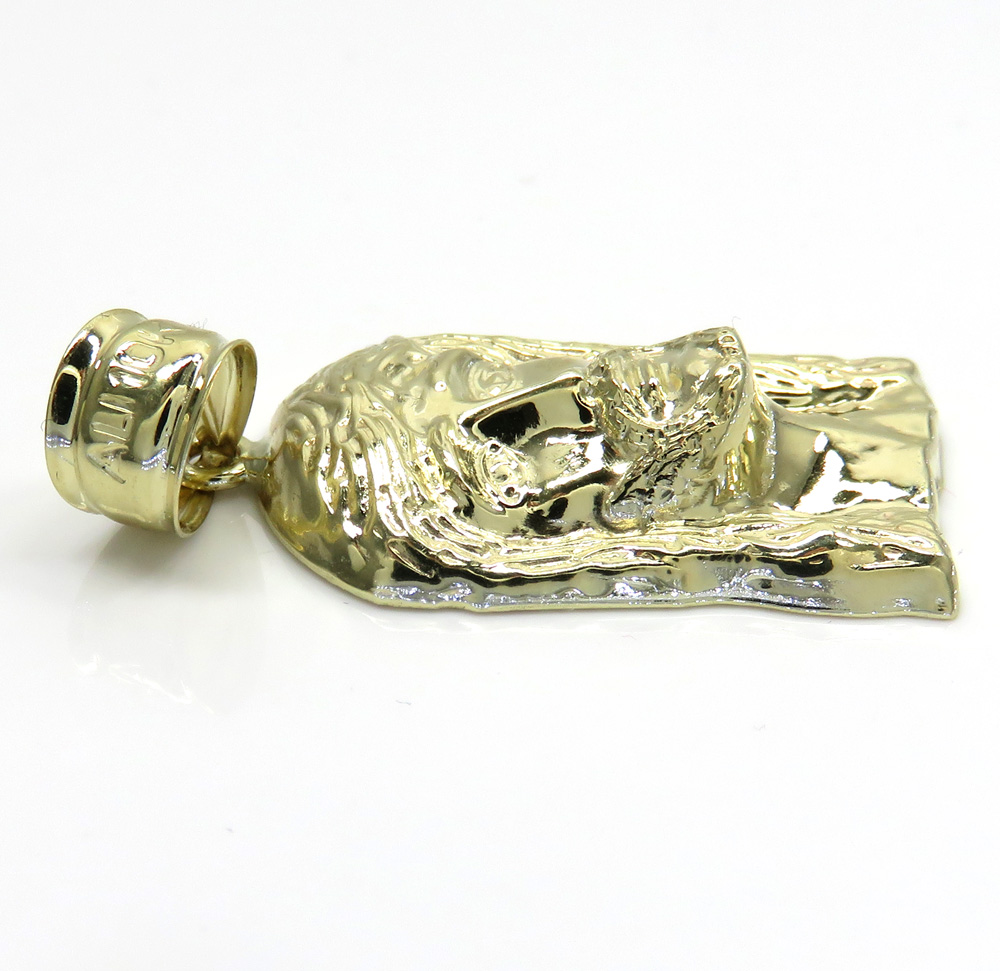 10k yellow gold standard size solid back jesus face pendant 