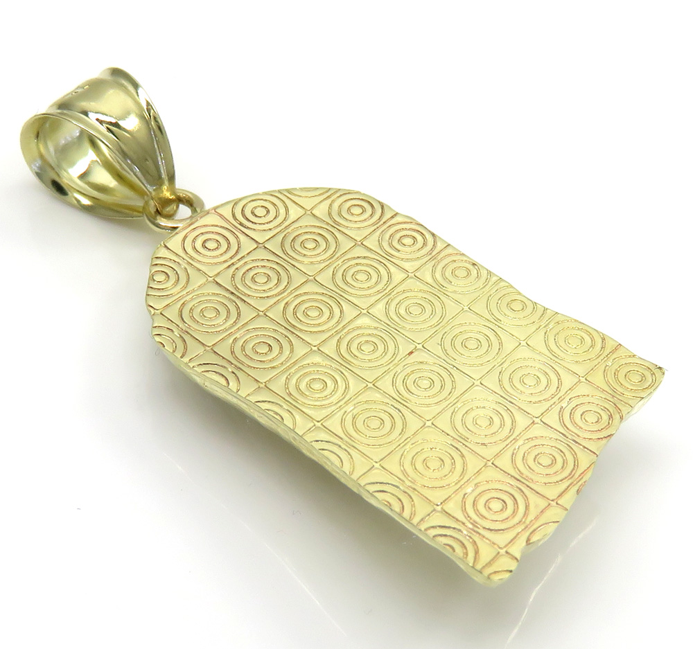 10k yellow gold standard size solid back jesus face pendant 