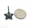 14k white gold blue diamond mario star pendant 1.20ct