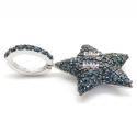 14k white gold blue diamond mario star pendant 1.20ct