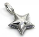 14k white gold blue diamond mario star pendant 1.20ct