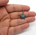 14k white gold blue diamond mario star pendant 1.20ct