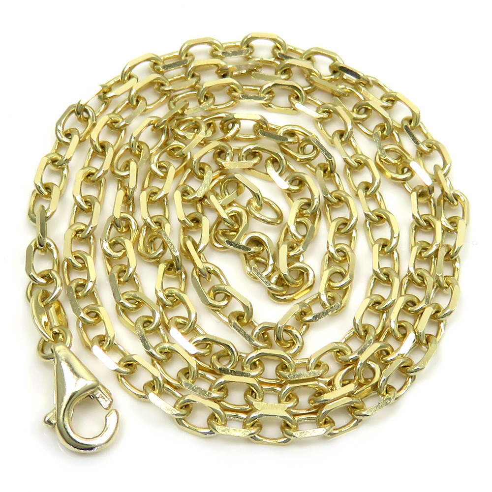 14k yellow gold solid cable open link chain 18-26 inch 3mm