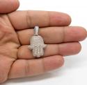 14k two tone gold vs diamond double layered hamsa pendant 2.23ct