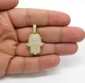 14k yellow gold vs diamond double layered hamsa pendant 2.23ct