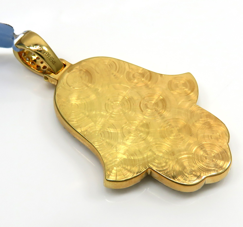 14k yellow gold vs diamond egyptian hamsa pendant 3.02ct - Image 4