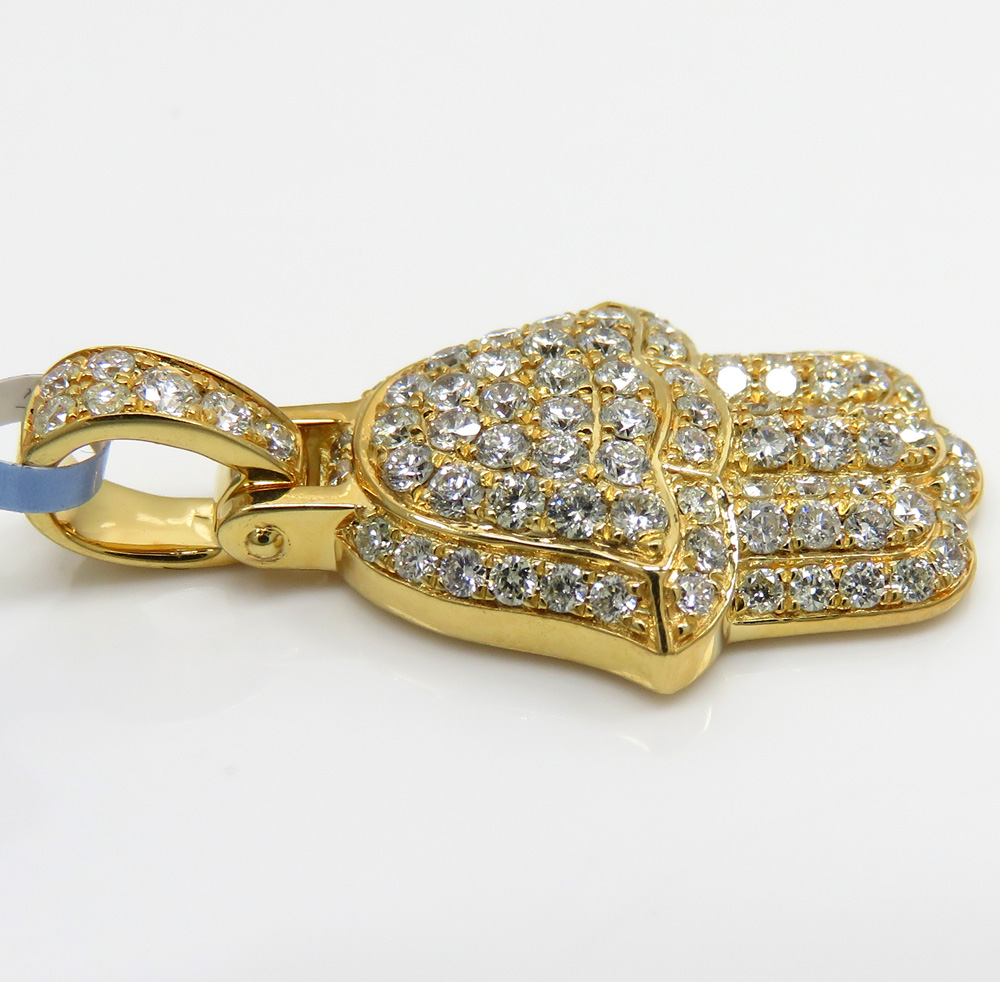 14k yellow gold small vs diamond hamsa pendant 0.94ct - Image 3