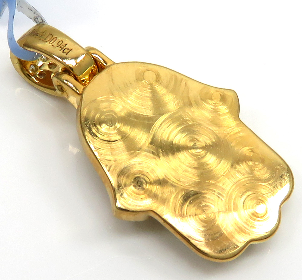 14k yellow gold small vs diamond hamsa pendant 0.94ct