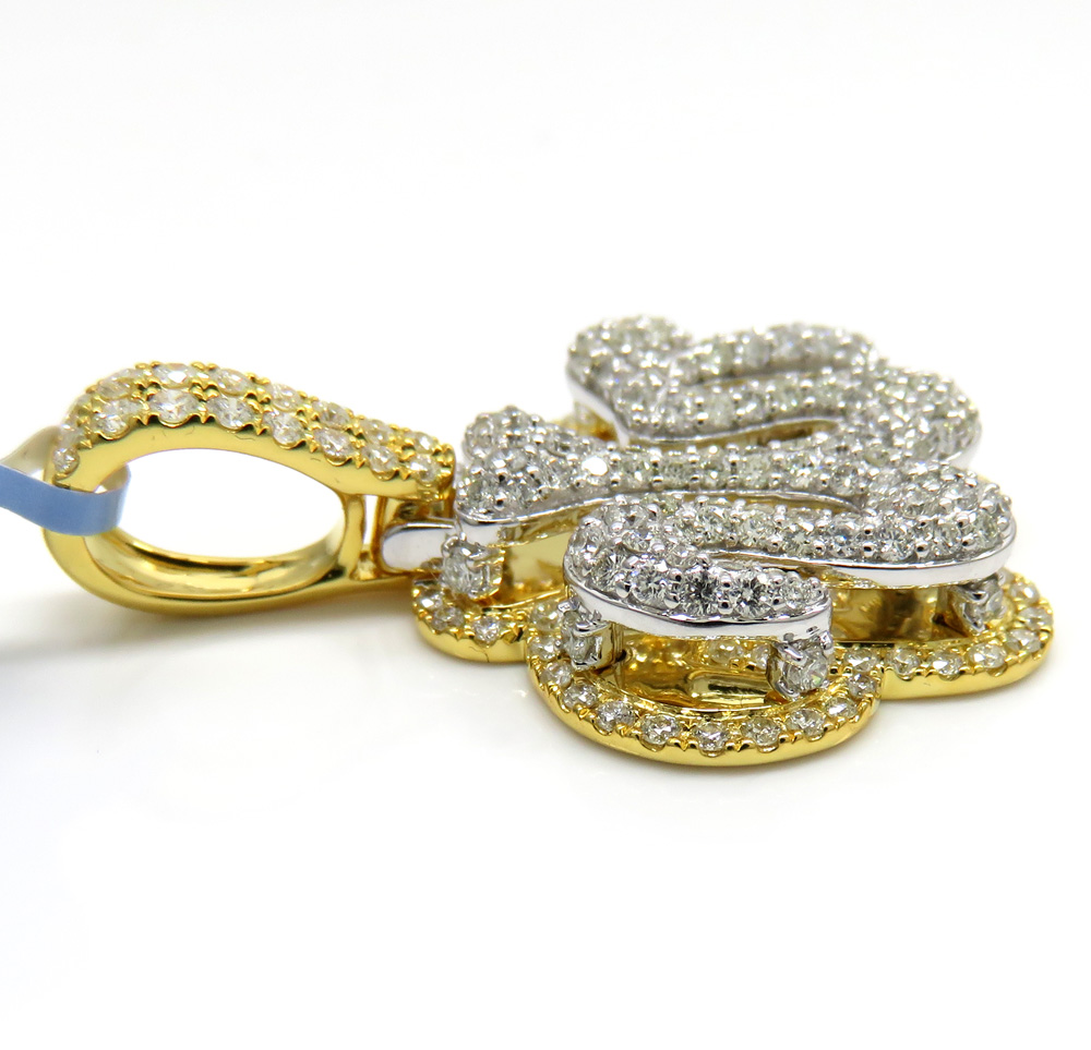 14k two tone gold vs diamond double layered allah pendant 1.65ct