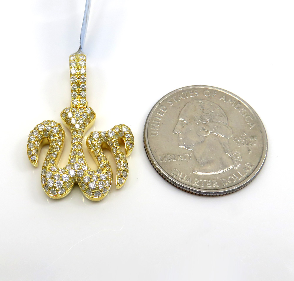 14k solid yellow gold vs diamond allah pendant 1.37ct - Image 2