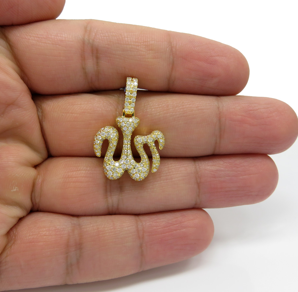 14k solid yellow gold vs diamond allah pendant 1.37ct