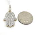 14k yellow gold medium diamond hamsa pendant 1.65ct