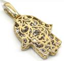 14k yellow gold medium diamond hamsa pendant 1.65ct