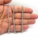 14k white gold solid diamond cut rope chain 18-26 inch 4mm