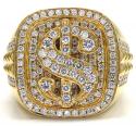 14k yellow white or rose gold diamond dollar sign money ring 1.54ct