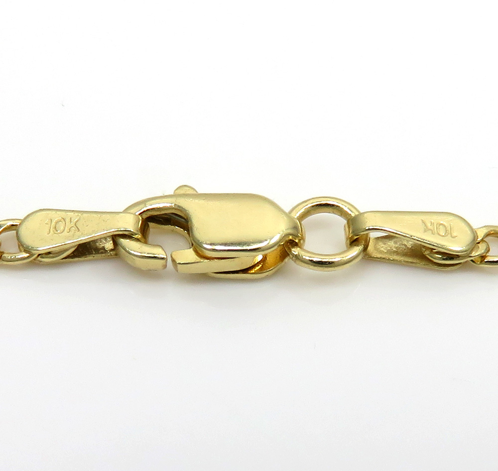10k yellow gold small classic jesus pendant with 16-22 inch 2mm cuban chain