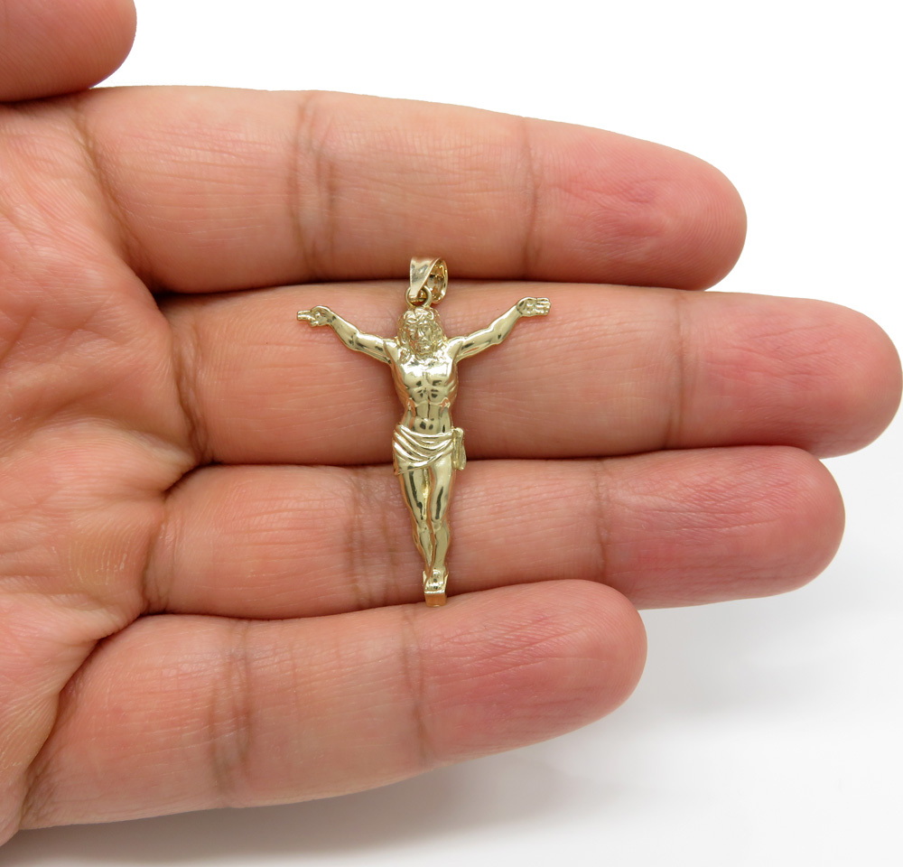 10k yellow gold medium hanging jesus charm - Image 5