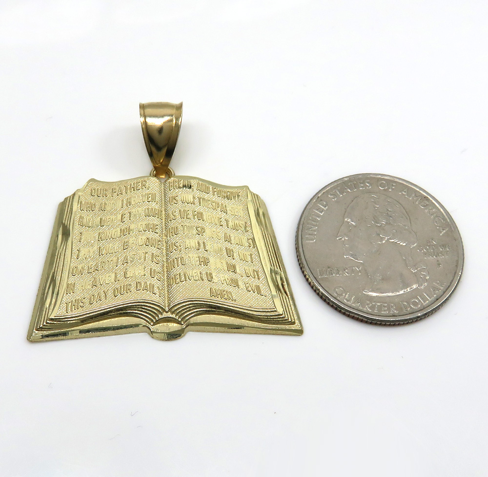 10k yellow gold medium holy bible book pendant - Image 2