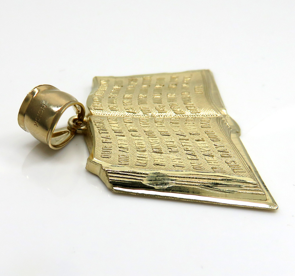 10k yellow gold medium holy bible book pendant 