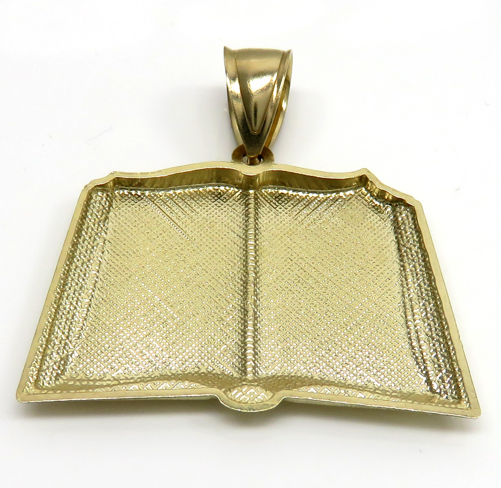 10k yellow gold medium holy bible book pendant 