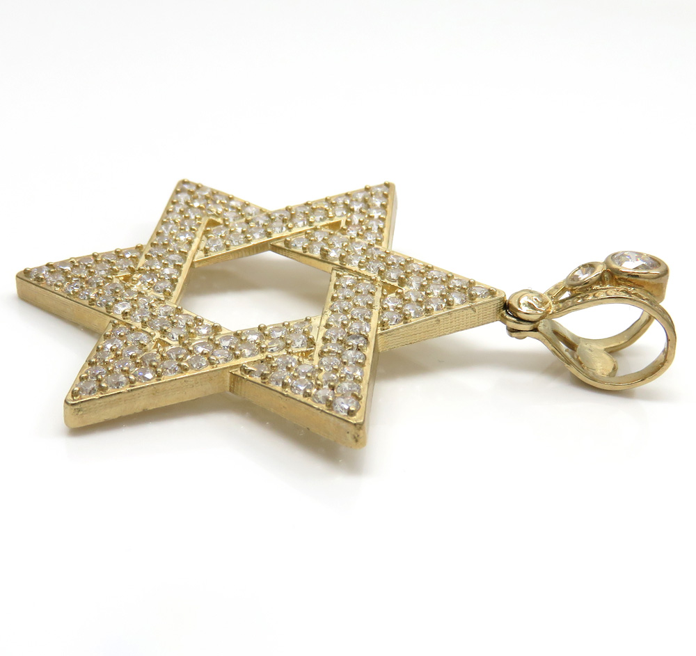 10k yellow gold large jewish star of david pendant 6.25ct 