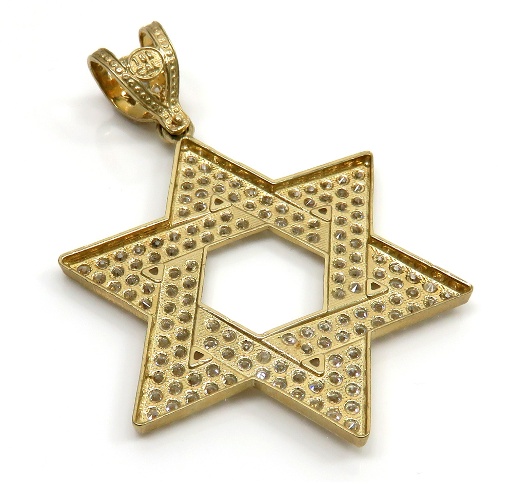 10k yellow gold large jewish star of david pendant 6.25ct - Image 4