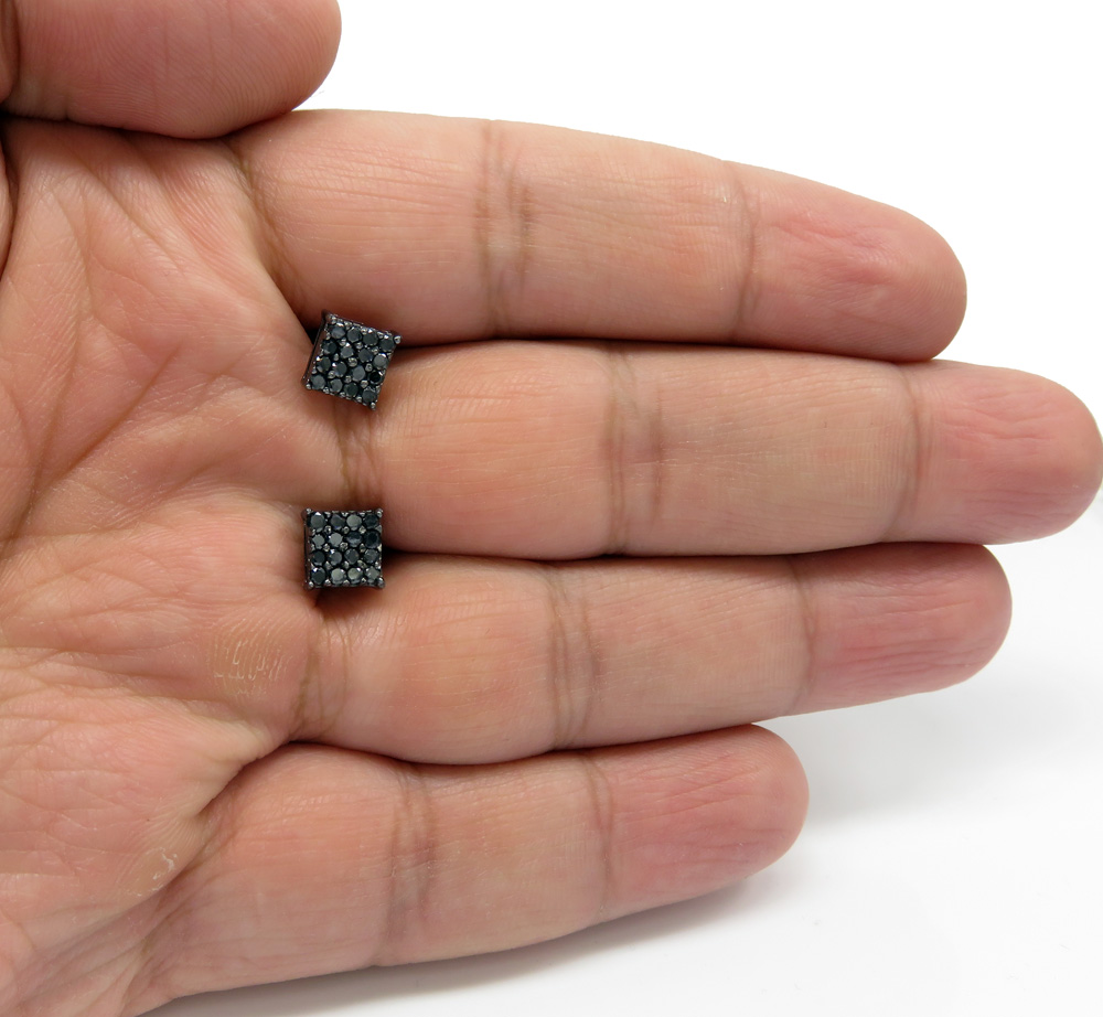 14k black gold 4x4 square black diamond earrings 0.65ct - Image 4