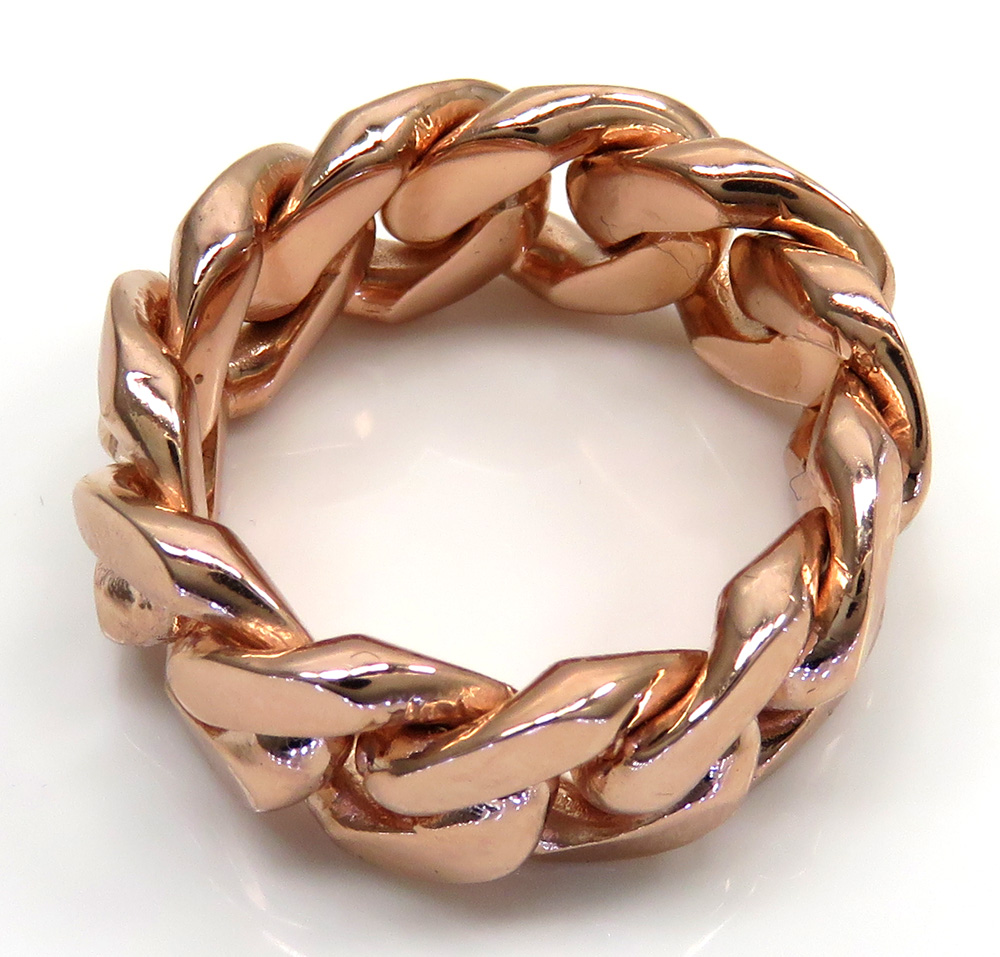 18k rose gold 11mm solid miami cuban link ring