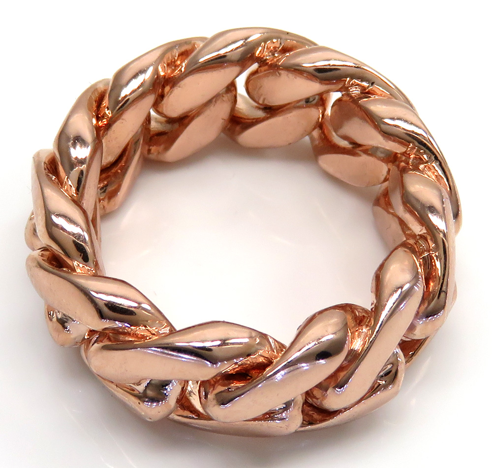 18k rose gold 12mm solid miami cuban link ring - Image 3