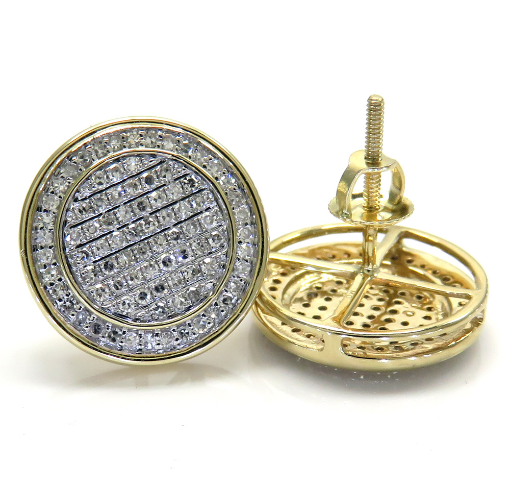 10k yellow or white gold diamond double layered snow cap earrings 0.53ct - Image 2