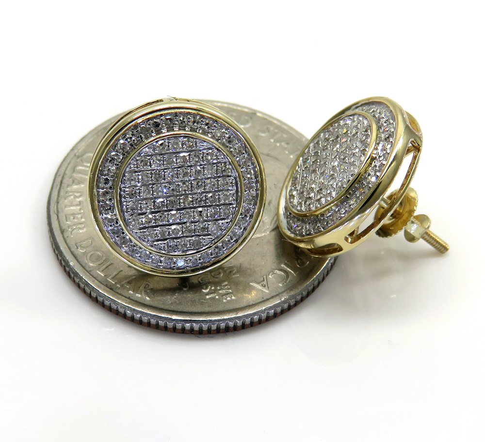 10k yellow or white gold diamond double layered snow cap earrings 0.53ct