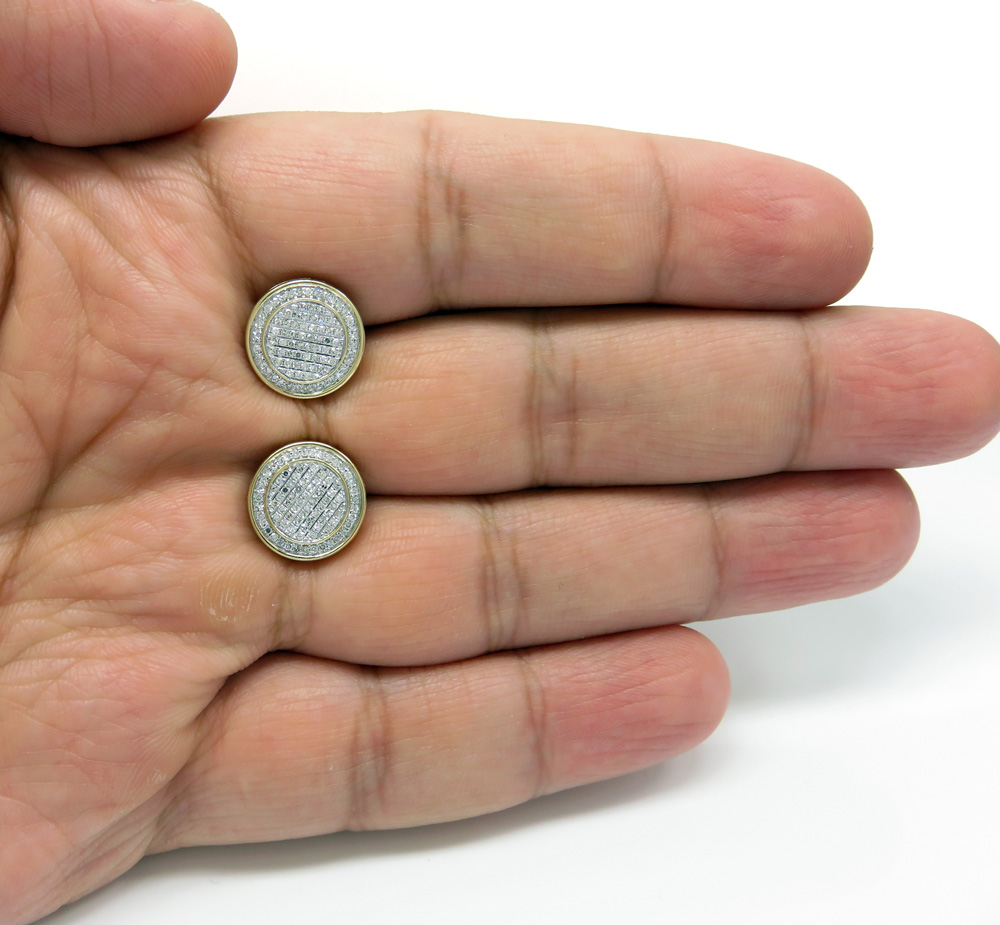 10k yellow or white gold diamond double layered snow cap earrings 0.53ct - Image 4