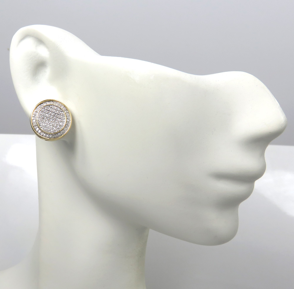 10k yellow or white gold diamond double layered snow cap earrings 0.53ct