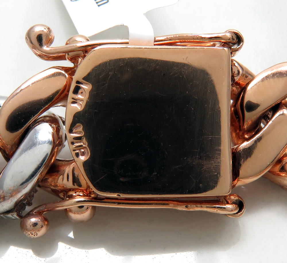 14k two tone solid white & rose gold thick diamond miami bracelet 8.50 inch 12mm 9.25ct - Image 6