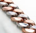 14k two tone solid white & rose gold thick diamond miami bracelet 8.50 inch 12mm 9.25ct