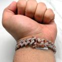 14k two tone solid white & rose gold thick diamond miami bracelet 8.50 inch 12mm 9.25ct