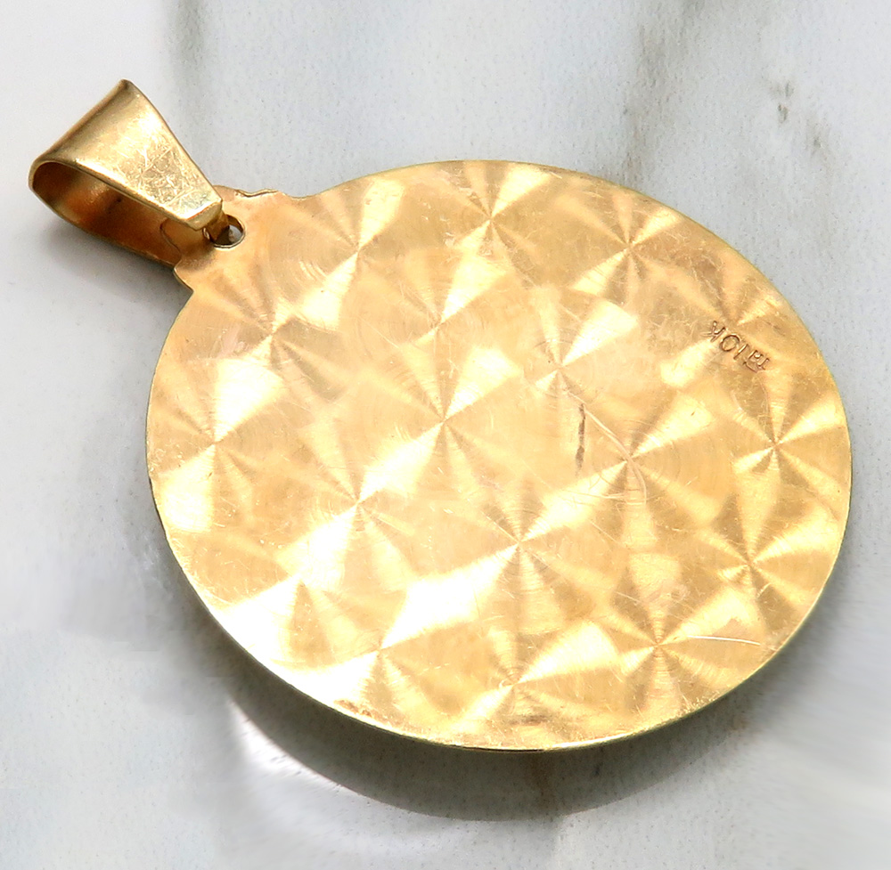 14k two tone gold medium santa barbara ruby cz pendant 0.05ct
