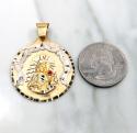 14k two tone gold medium santa barbara ruby cz pendant 0.05ct