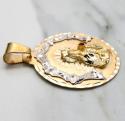 14k two tone gold medium santa barbara ruby cz pendant 0.05ct